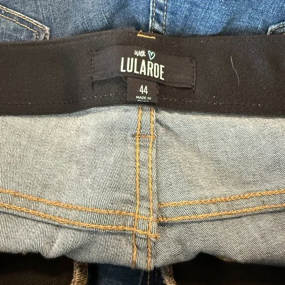 Plus Size Skinny Jeans Lularoe Elastic Waist Deep Blue Stretch Size 24-26 - Picture 4 of 8